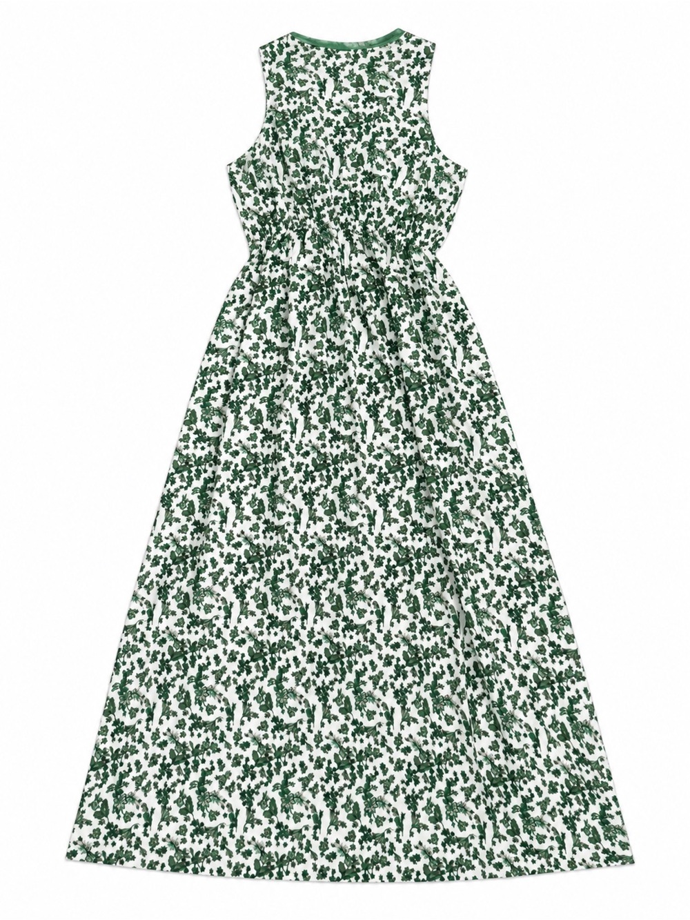 Green Floral Maxi Dress for Women - Sleeveless Comfort